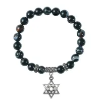 Браслет Звезда Давида (от сглаза и зла), Черный агат BSPE-24-02