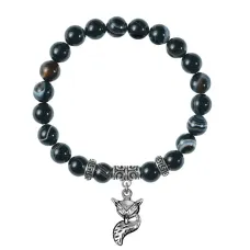 Браслет Лиса (страсть, интуиция), Черный агат BSPE-24-03