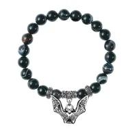 Браслет Летучая мышь (защита, счастье, успех), Черный агат