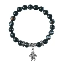 Браслет Ангел-хранитель (защита), Черный агат BSPE-24-17
