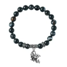 Браслет Дракон (удача, могущество, успех), Черный агат