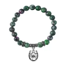 Браслет Подкова и клевер (счастье и удача), Цоизит BSPE-26-P001