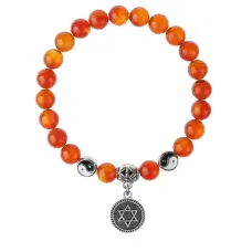 Браслет Звезда Давида (от сглаза и зла), Сердолик 8мм BSPE1-01-3012