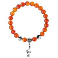 Браслет Змея (мудрость, здоровье, долголетие), Сердолик 8мм BSPE1-01-3017