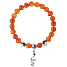 Браслет Змея (мудрость, здоровье, долголетие), Сердолик 8мм BSPE1-01-3017