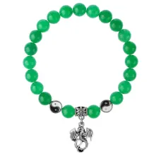 Браслет Дракон (удача, могущество, успех), Нефрит 8мм BSPE1-02-3001