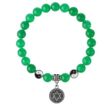 Браслет Звезда Давида (от сглаза и зла), Нефрит 8мм BSPE1-02-3012