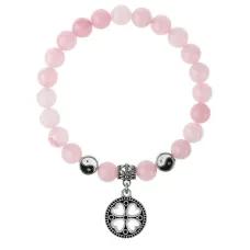 Браслет Клевер (удача, везение), Розовый кварц 8мм BSPE1-03-3003