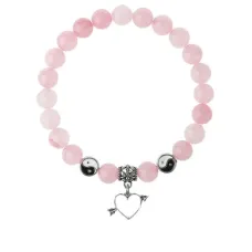 Браслет Сердце (Любовь), Розовый кварц 8мм BSPE1-03-3011
