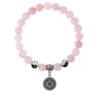 Браслет Звезда Давида (от сглаза и зла), Розовый кварц 8мм BSPE1-03-3012
