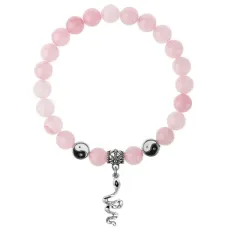 Браслет Змея (мудрость, здоровье, долголетие), Розовый кварц 8мм BSPE1-03-3017