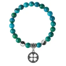 Браслет Клевер (удача, везение), Хризоколла 8мм BSPE1-04-3003