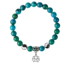 Браслет Лотос (гармония и развитие), Хризоколла 8мм BSPE1-04-3005