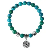 Браслет Глаз (от сглаза и порчи), Хризоколла 8мм BSPE1-04-3007