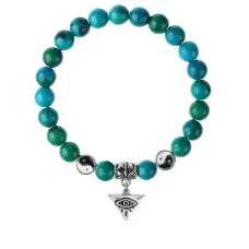 Браслет Глаз (от сглаза и порчи), Хризоколла 8мм BSPE1-04-3009