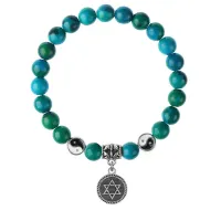 Браслет Звезда Давида (от сглаза и зла), Хризоколла 8мм BSPE1-04-3012