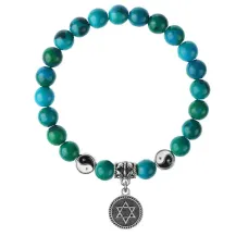 Браслет Звезда Давида (от сглаза и зла), Хризоколла 8мм BSPE1-04-3012