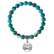 Браслет Лотос (гармония и развитие), Хризоколла 8мм BSPE1-04-3013