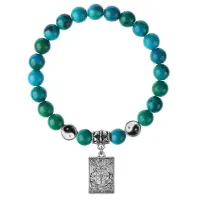 Браслет Таро - Колесо Фортуны, Хризоколла 8мм BSPE1-04-3020