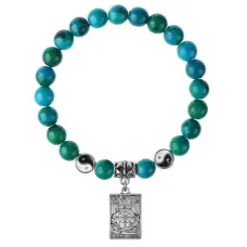 Браслет Таро - Колесо Фортуны, Хризоколла 8мм BSPE1-04-3020