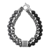 Браслет из немагнитного гематита и черного агата, 8мм BJBS-378-01