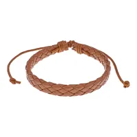 Плетеный кожаный браслет, цвет светло-коричневый BS089-17