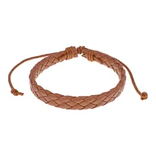 Плетеный кожаный браслет, цвет светло-коричневый BS089-17