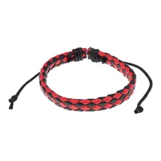 Плетеный кожаный браслет, цвет черно-красный BS089-22