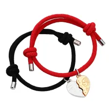 Двойной браслет Сердце, цвет черно-красный BS702