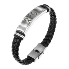 Кожаный рунический браслет Преумножение собственности BSKR1-058