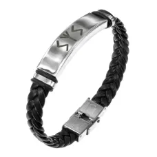 Кожаный рунический браслет Солнечный щит BSKR1-061