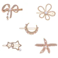 Набор из 5 заколок для волос с жемчугом и стразами HZN002