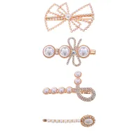 Набор из 4 заколок для волос с жемчугом и стразами HZN003