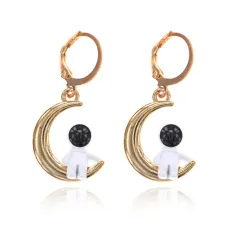 Серьги Космонавт на Луне, 35х15х10мм SE219-01