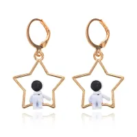 Серьги Космонавт на звезде, 35х20х10мм SE219-02