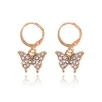 Серьги Бабочка со стразами, цвет золотой SE220-01