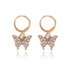 Серьги Бабочка со стразами, цвет золотой SE220-01