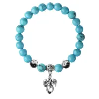 Браслет Дракон (удача, могущество, успех), Бирюза 8мм BSPE1-06-3001