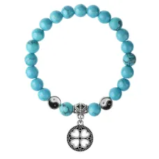 Браслет Клевер (удача, везение), Бирюза 8мм BSPE1-06-3003