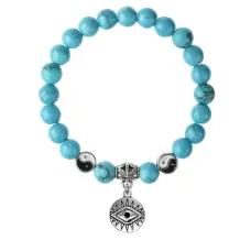 Браслет Глаз (от сглаза и порчи), Бирюза 8мм BSPE1-06-3007