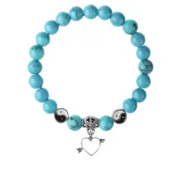 Браслет Сердце (Любовь), Бирюза 8мм BSPE1-06-3011