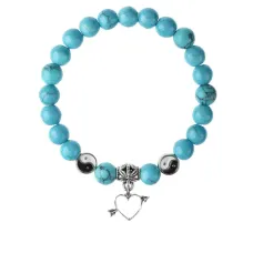 Браслет Сердце (Любовь), Бирюза 8мм BSPE1-06-3011