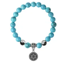 Браслет Звезда Давида (от сглаза и зла), Бирюза 8мм BSPE1-06-3012