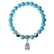 Браслет Фараон (благополучие, процветание), Бирюза 8мм BSPE1-06-3015