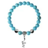 Браслет Змея (мудрость, здоровье, долголетие), Бирюза 8мм BSPE1-06-3017