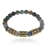 Рунический браслет Лучшая жизнь с нат.камнем Яшма 8мм BSRH-001