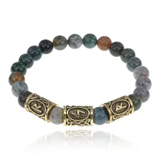 Рунический браслет Лучшая жизнь с нат.камнем Яшма 8мм BSRH-001