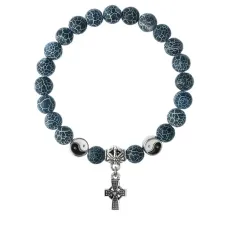 Браслет Крест (мудрость, гармония, процветание), Африканский агат 8мм BSPE1-08-3004