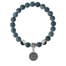 Браслет Звезда Давида (от сглаза и зла), Африканский агат 8мм BSPE1-08-3012