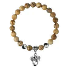 Браслет Дракон (удача, могущество, успех), Песочная яшма 8мм BSPE1-09-3001